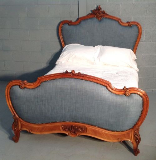 carved and upholstered french bed - CATEGORY: ANTIQUE BEDS - DATED 1900
