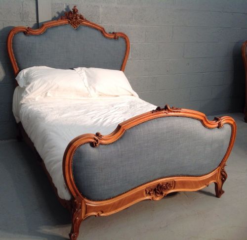 CARVED AND UPHOLSTERED FRENCH BED - ADDITIONAL PHOTO 1