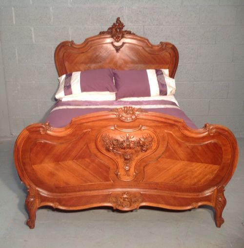 french walnut louis xv style bed - CATEGORY: ANTIQUE BEDS - DATED 1920