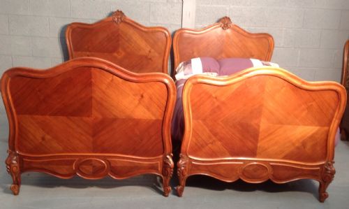 pair of french walnut single beds - CATEGORY: ANTIQUE BEDS - DATED 1900