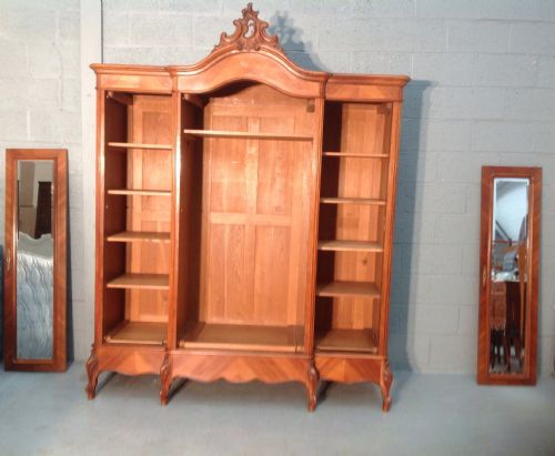 LARGE WALNUT FRENCH BREAKFRONT ARMOIRE - ADDITIONAL PHOTO 1
