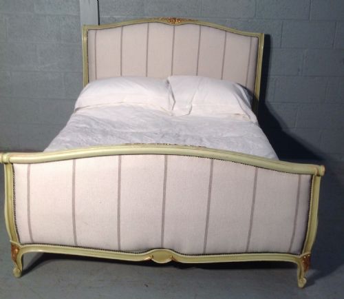 french painted upholstered bed - CATEGORY: ANTIQUE BEDS - DATED 1920