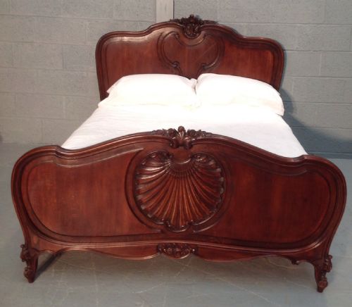 antique walnut kingsize bed - CATEGORY: ANTIQUE BEDS - DATED 1900