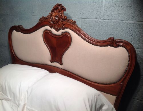 UPHOLSTERED FRENCH WALNUT BED - ADDITIONAL PHOTO 1
