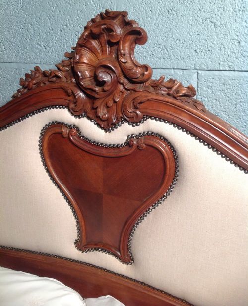 UPHOLSTERED FRENCH WALNUT BED - ADDITIONAL PHOTO 4