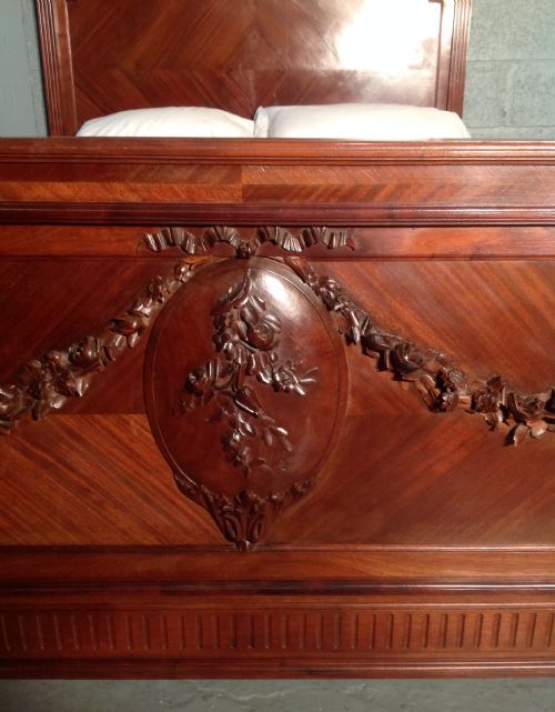 CARVED FRENCH MAHOGANY BED AND BEDSIDE CABINET - ADDITIONAL PHOTO 2