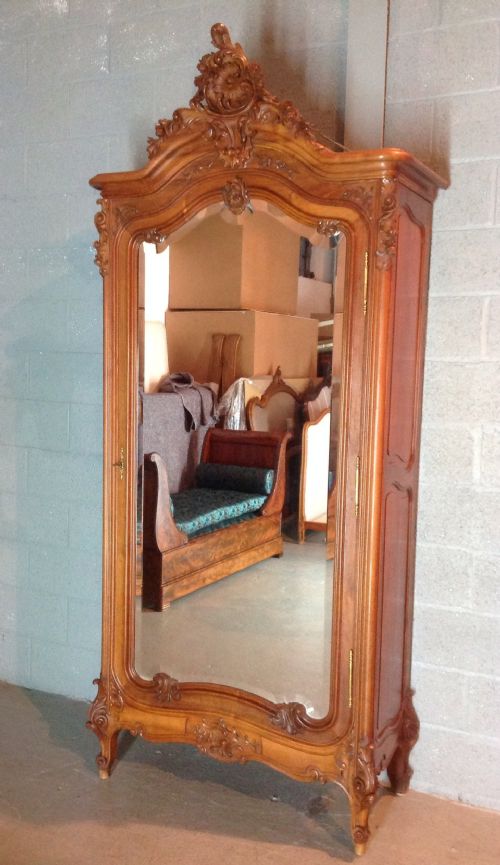 carved walnut french armoire - CATEGORY: ANTIQUE WARDROBES - DATED 1880