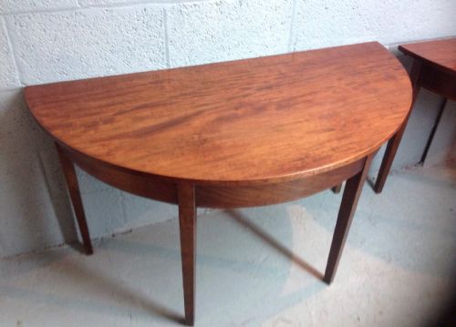 PAIR OF MAHOGANY DEMI LUNE CONSOLE TABLES - ADDITIONAL PHOTO 3