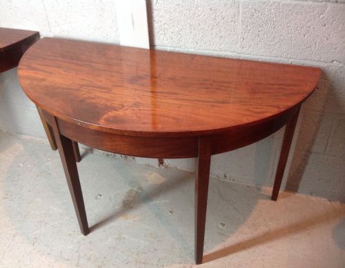PAIR OF MAHOGANY DEMI LUNE CONSOLE TABLES - ADDITIONAL PHOTO 4