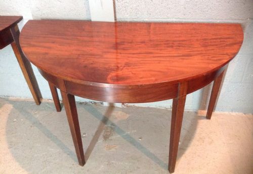 PAIR OF MAHOGANY DEMI LUNE CONSOLE TABLES - ADDITIONAL PHOTO 9