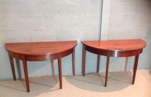 PAIR OF MAHOGANY DEMI LUNE CONSOLE TABLES - ADDITIONAL PHOTO 11