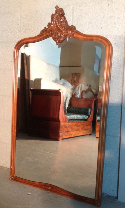 antique walnut french carved wall mirror - CATEGORY: ANTIQUE MIRRORS - DATED 1890
