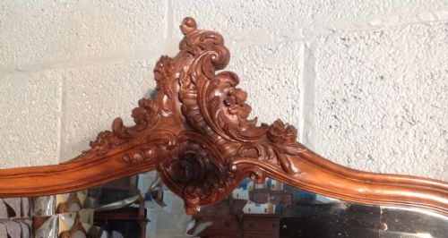ANTIQUE WALNUT FRENCH CARVED WALL MIRROR - ADDITIONAL PHOTO 1