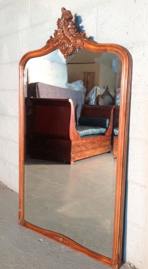 ANTIQUE WALNUT FRENCH CARVED WALL MIRROR - ADDITIONAL PHOTO 2