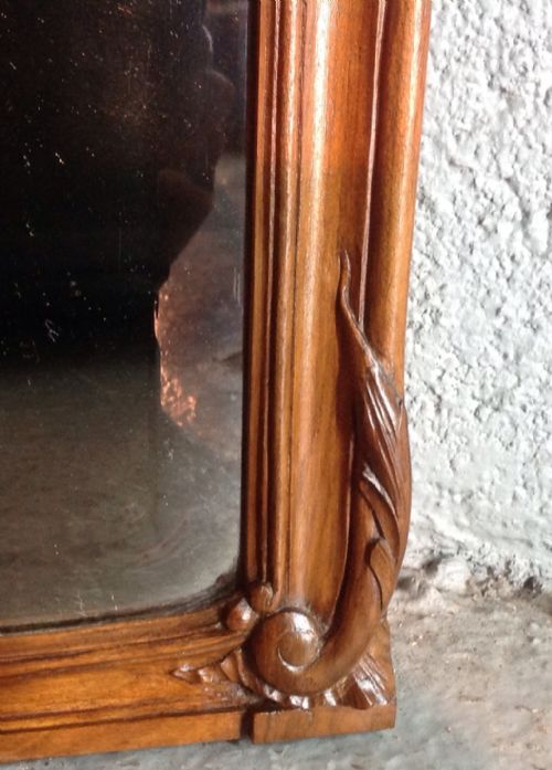 ANTIQUE WALNUT FRENCH CARVED WALL MIRROR - ADDITIONAL PHOTO 4