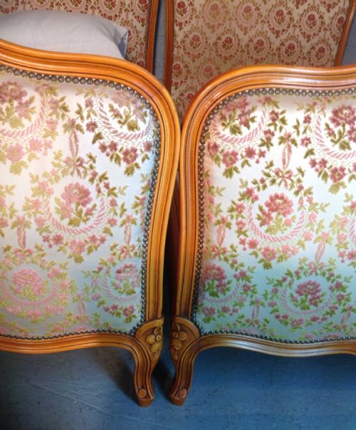 PAIR OF FRENCH UPHOLSTERED SINGLE BEDS - ADDITIONAL PHOTO 1