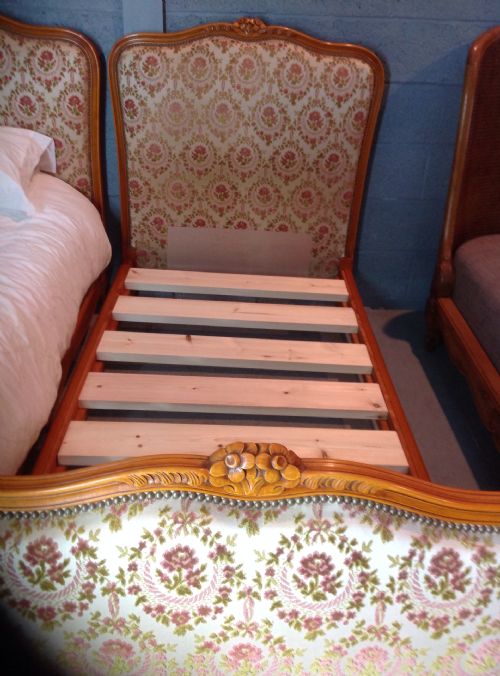 PAIR OF FRENCH UPHOLSTERED SINGLE BEDS - ADDITIONAL PHOTO 2