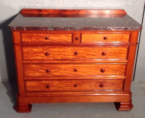 french mahogany chest of drawers with marble top - CATEGORY: ANTIQUE CHEST OF DRAWERS - DATED 1880