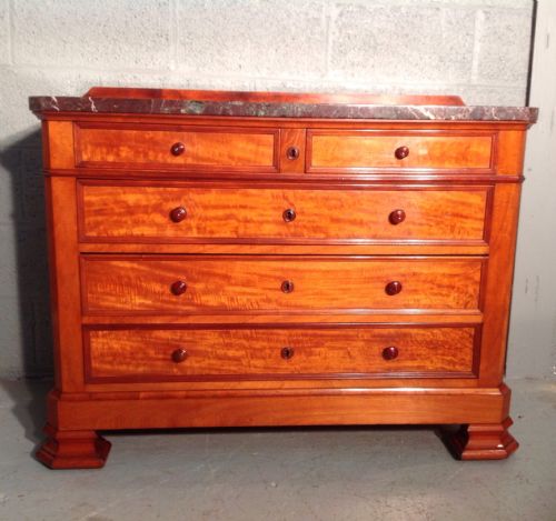 FRENCH MAHOGANY CHEST OF DRAWERS WITH MARBLE TOP - ADDITIONAL PHOTO 2