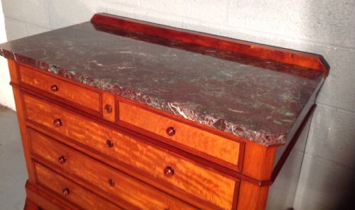FRENCH MAHOGANY CHEST OF DRAWERS WITH MARBLE TOP - ADDITIONAL PHOTO 4