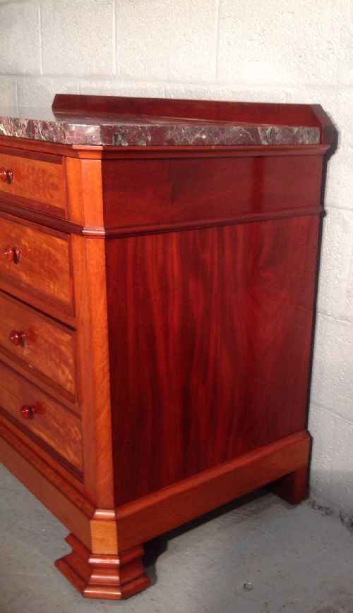 FRENCH MAHOGANY CHEST OF DRAWERS WITH MARBLE TOP - ADDITIONAL PHOTO 5