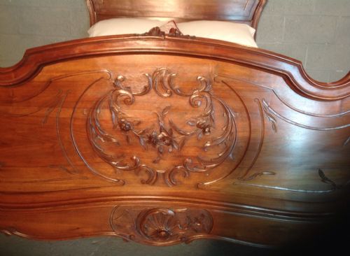 FRENCH CARVED WALNUT DOUBLE BED - ADDITIONAL PHOTO 1