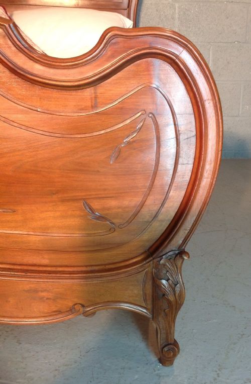 FRENCH CARVED WALNUT DOUBLE BED - ADDITIONAL PHOTO 2