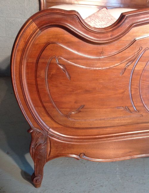 FRENCH CARVED WALNUT DOUBLE BED - ADDITIONAL PHOTO 3