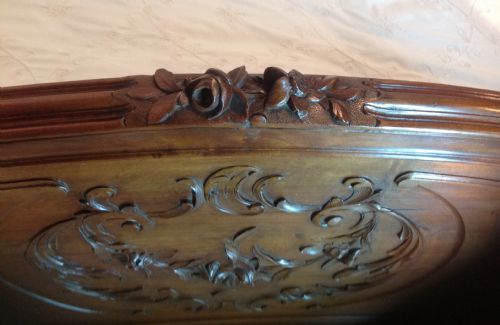 FRENCH CARVED WALNUT DOUBLE BED - ADDITIONAL PHOTO 4