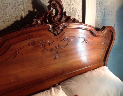 FRENCH CARVED WALNUT DOUBLE BED - ADDITIONAL PHOTO 11