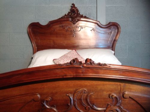FRENCH CARVED WALNUT DOUBLE BED - ADDITIONAL PHOTO 12