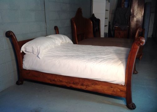 CARVED OAK FRENCH SLEIGH BED - ADDITIONAL PHOTO 1
