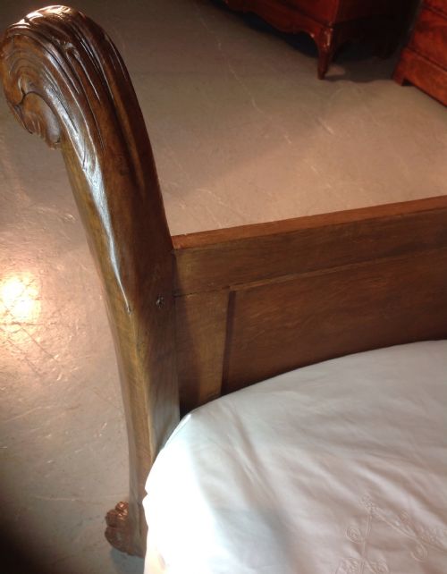 CARVED OAK FRENCH SLEIGH BED - ADDITIONAL PHOTO 5