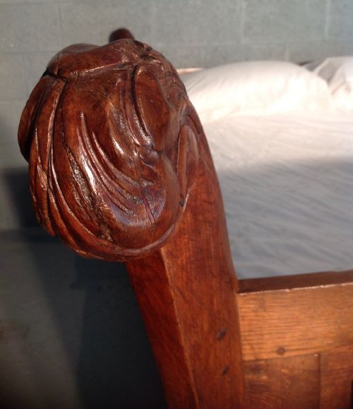 CARVED OAK FRENCH SLEIGH BED - ADDITIONAL PHOTO 9