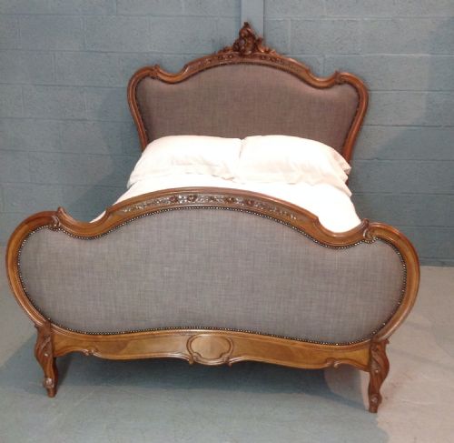 walnut french carved bed - CATEGORY: ANTIQUE BEDS - DATED 1900