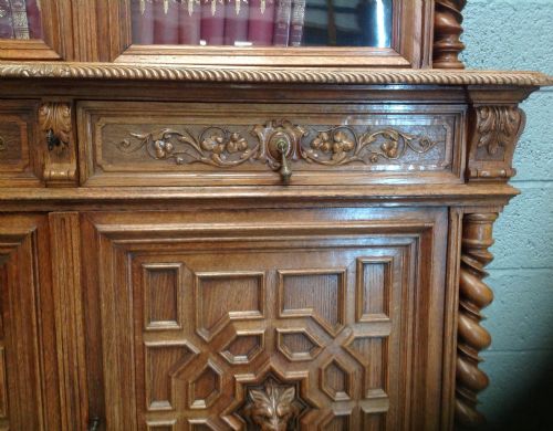LARGE OAK FRENCH BOOKCASE - ADDITIONAL PHOTO 8