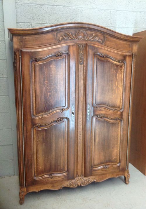 carved oak french armoire - CATEGORY: ANTIQUE WARDROBES - DATED 1890