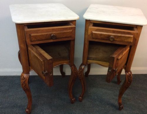 PAIR OF WALNUT FRENCH BEDSIDE CABINETS - ADDITIONAL PHOTO 1