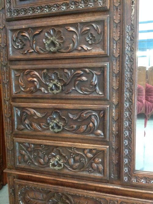 ORNATE CARVED BRETON ARMOIRE - ADDITIONAL PHOTO 11