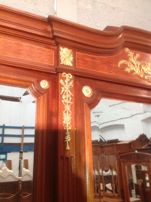 FRENCH MAHOGANY BREAKFRONT ARMOIRE - ADDITIONAL PHOTO 2