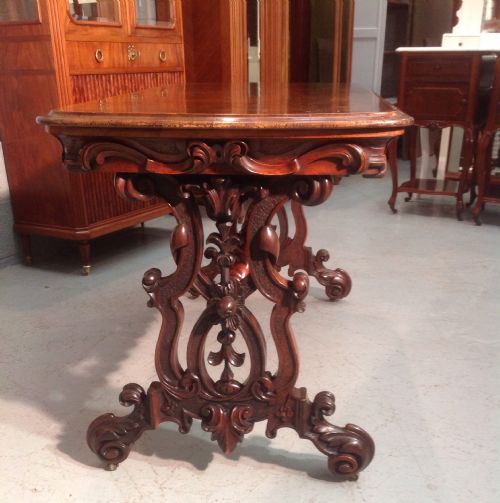 CARVED WALNUT VICTORIAN TABLE - ADDITIONAL PHOTO 1