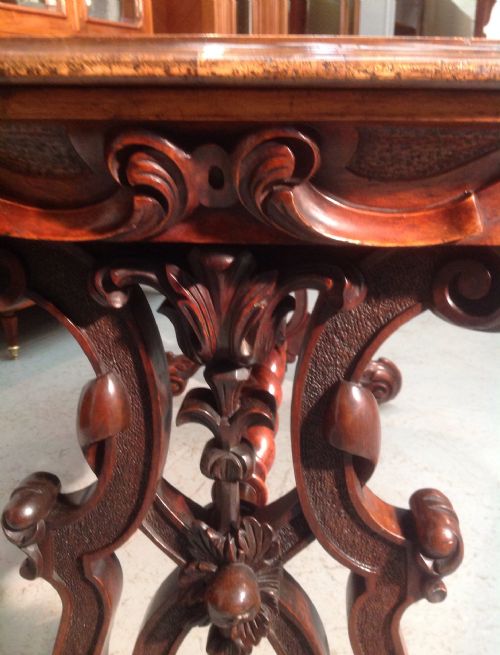 CARVED WALNUT VICTORIAN TABLE - ADDITIONAL PHOTO 4