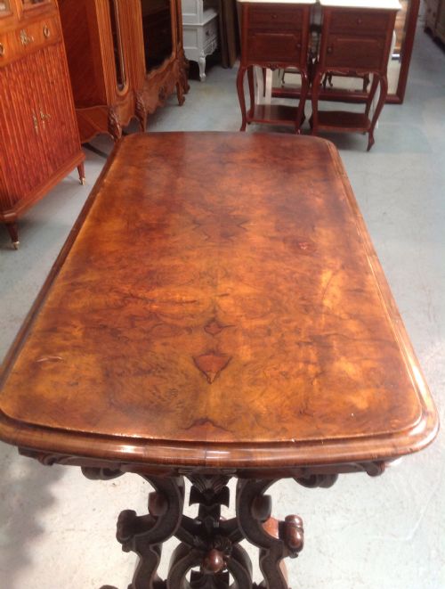 CARVED WALNUT VICTORIAN TABLE - ADDITIONAL PHOTO 10