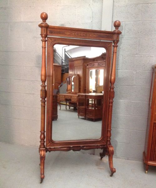 rosewood french cheval mirror - CATEGORY: ANTIQUE MIRRORS - DATED 1880