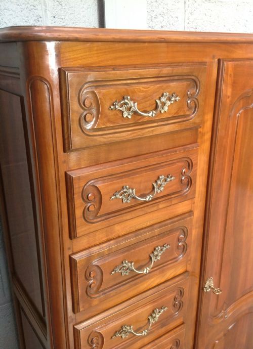 SMALL FRENCH WALNUT COMBINATION ARMOIRE - ADDITIONAL PHOTO 1