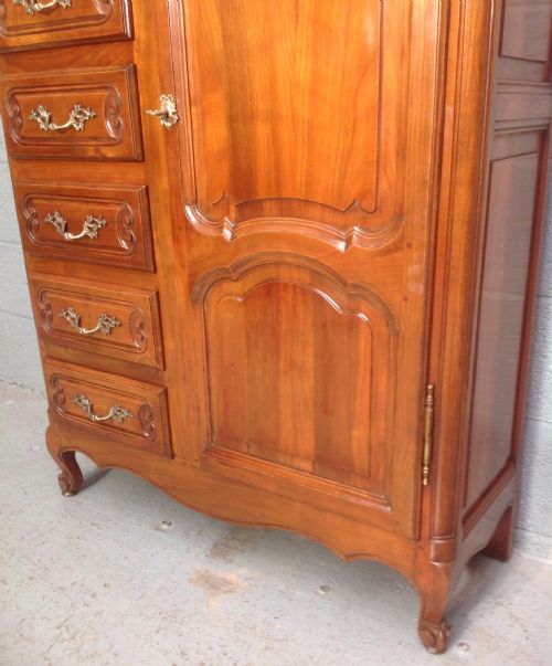 SMALL FRENCH WALNUT COMBINATION ARMOIRE - ADDITIONAL PHOTO 2
