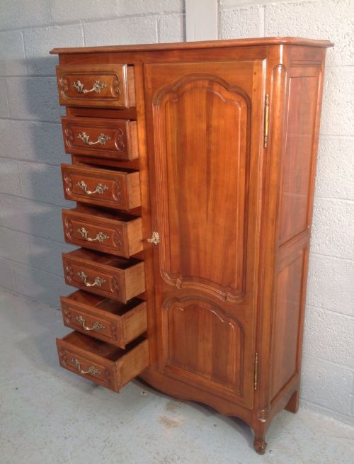SMALL FRENCH WALNUT COMBINATION ARMOIRE - ADDITIONAL PHOTO 4