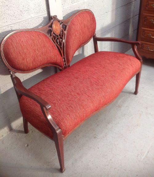 INLAID EDWARDIAN MAHOGANY SOFA - ADDITIONAL PHOTO 2