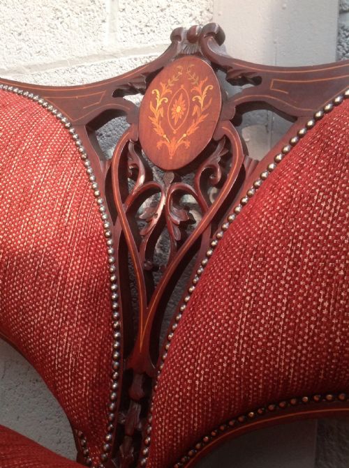 INLAID EDWARDIAN MAHOGANY SOFA - ADDITIONAL PHOTO 1