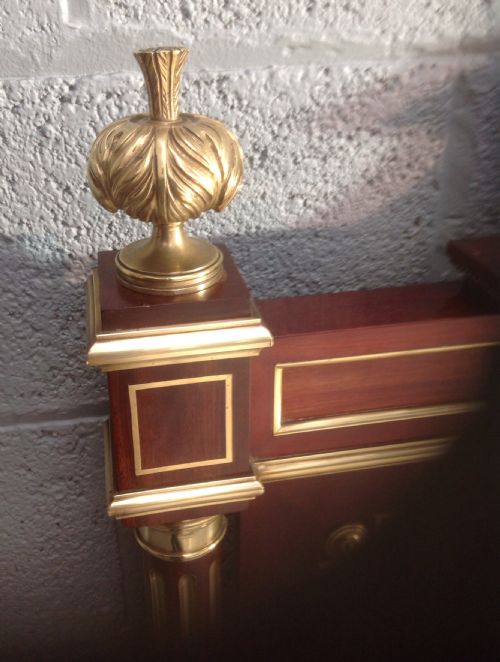 FRENCH MAHOGANY AND BRASS BED - ADDITIONAL PHOTO 2
